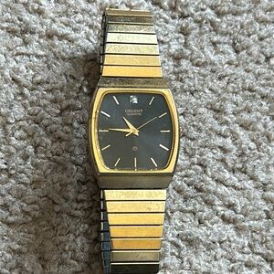 Orient Quartz women’s vintage Gold/Black diamond‎ crystal watch one size